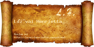 Lévai Henrietta névjegykártya